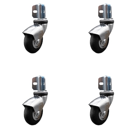 Service Caster 3'' Bright Chrome Neoprene Rubber CastersCorner Mount Brackets-, 4PK SCC-GR03S310-NPRB-BC-71678-4-CB90-4